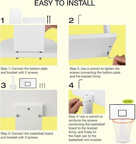 Miniatura 7 de LXURY Basurero de baloncesto (sin papelera), mini tablero blanco, divertido tablero de basura, aro de baloncesto, para el hogar, cocina, sala de