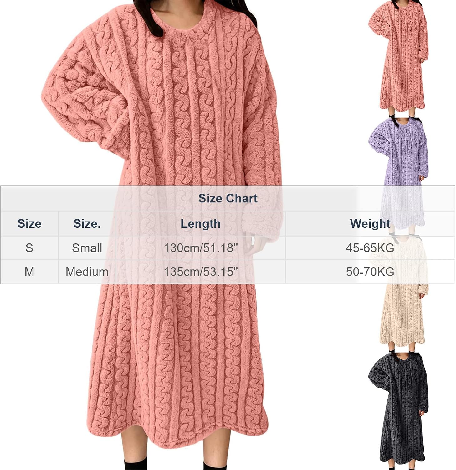 Plush Robe Nightgown for Women Winter Warm Robe Fleece Sleep Dress