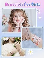 Vista 5 de Lorfancy 24 pulseras de cuentas para niñas y niños pequeños, pulseras de cuentas de letras a granel, pulseras de amistad de arco iris, recuerdos