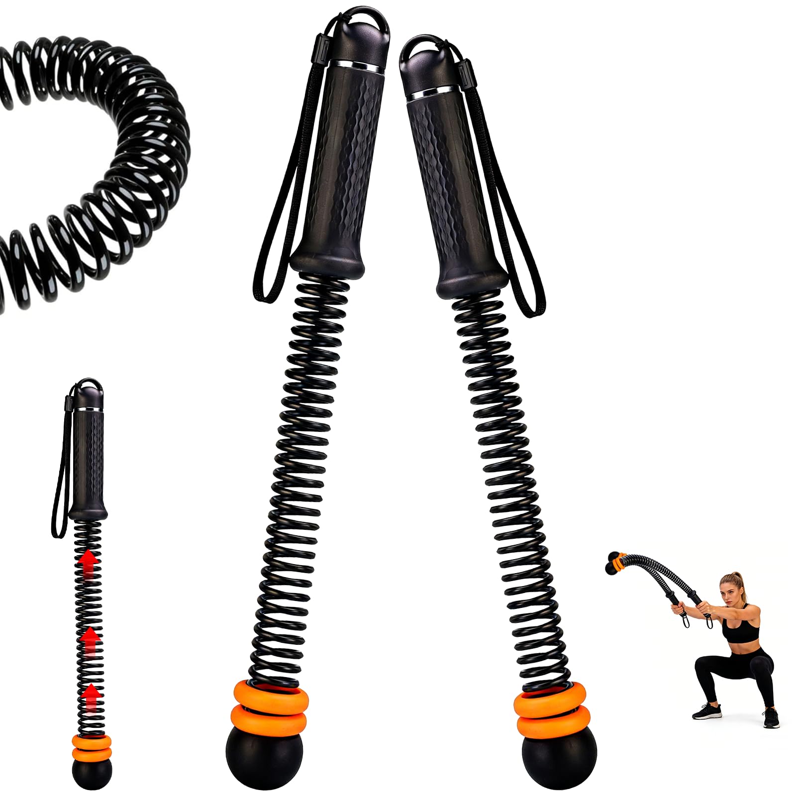 Photo 1 of 1 pair Weighted Ropeless Battle Ropes?Heavy Duty Portable Cordless Battle Ropes for Home Gym, HIIT and Low-Impact Aerobic Training for Men & Women (Black)
