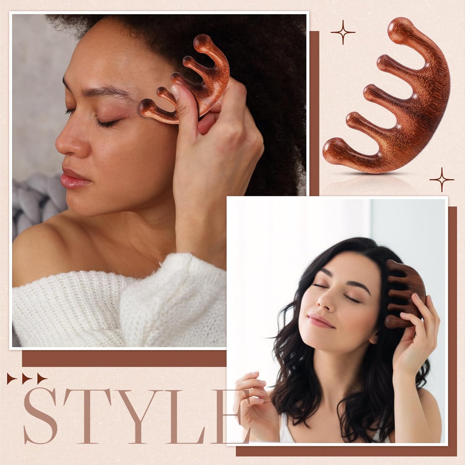 LemonRoad 12 Pack Wooden Scalp Massager Natural Sandalwood Wide Tooth Combs Wooden Head Scalp Massage Combs Bulk for Hair Growth Hair Care(Classic)