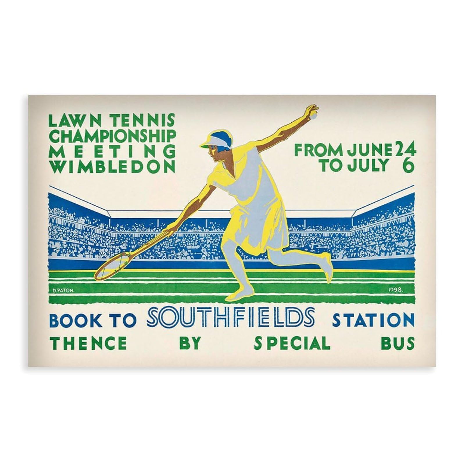Ncudank Vintage Wimbledon Poster Canvas Poster Wall Art Decor Print Picture Paintings For Living Room Bedroom Decoration 12X18inch(30X45cm)