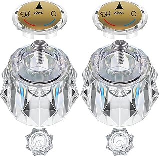 Faucet Handle Compatible with Delta Faucet RP2391, Single Clear Knob Handle Kit with Offset Hole for Shower/Tub, 2-1/2" x 2-1/8" Faucet Knob Replacement, Clear Acrylic Finish (2 Pack)
