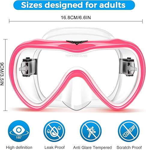 Miniatura 5 de Supertrip Gafas de natación para adultos, paquete de 2 máscaras de buceo con cubierta para la nariz, máscara de buceo de vidrio templado para