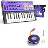 Synido USB C MIDI Controller Keyboard 25 Keys Wireless MIDI Rechargeable with 8 Velocity RGB Pads and Portable Guitar Audio Interface