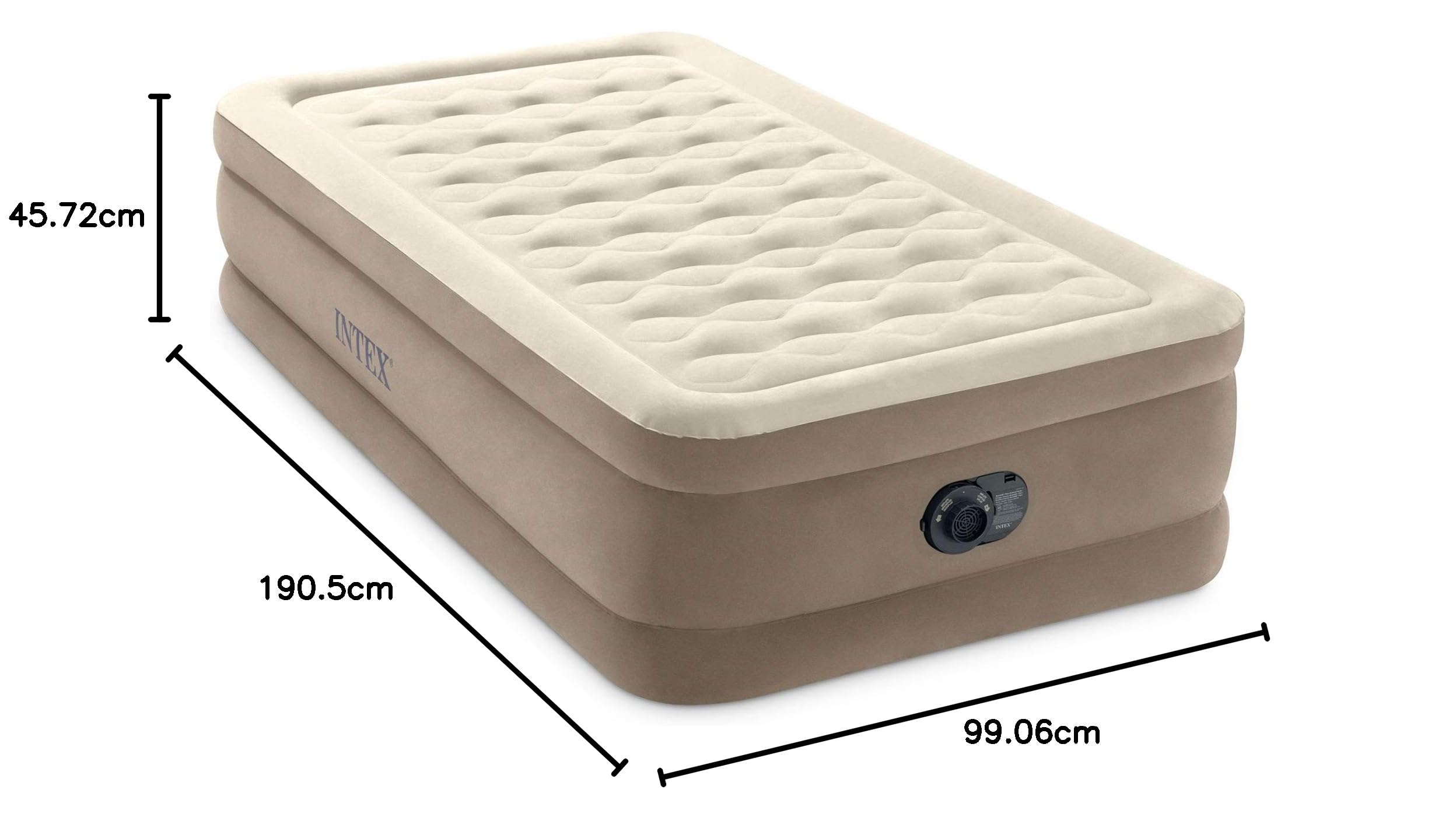 INTEX Colchón Hinchable Dura-Beam Deluxe Ultra Esponjoso: Fiber-Tech - Bomba eléctrica integrada - Altura de la Cama 45,7 cm - Capacidad de Peso de 136,1 kg - Cama Individual