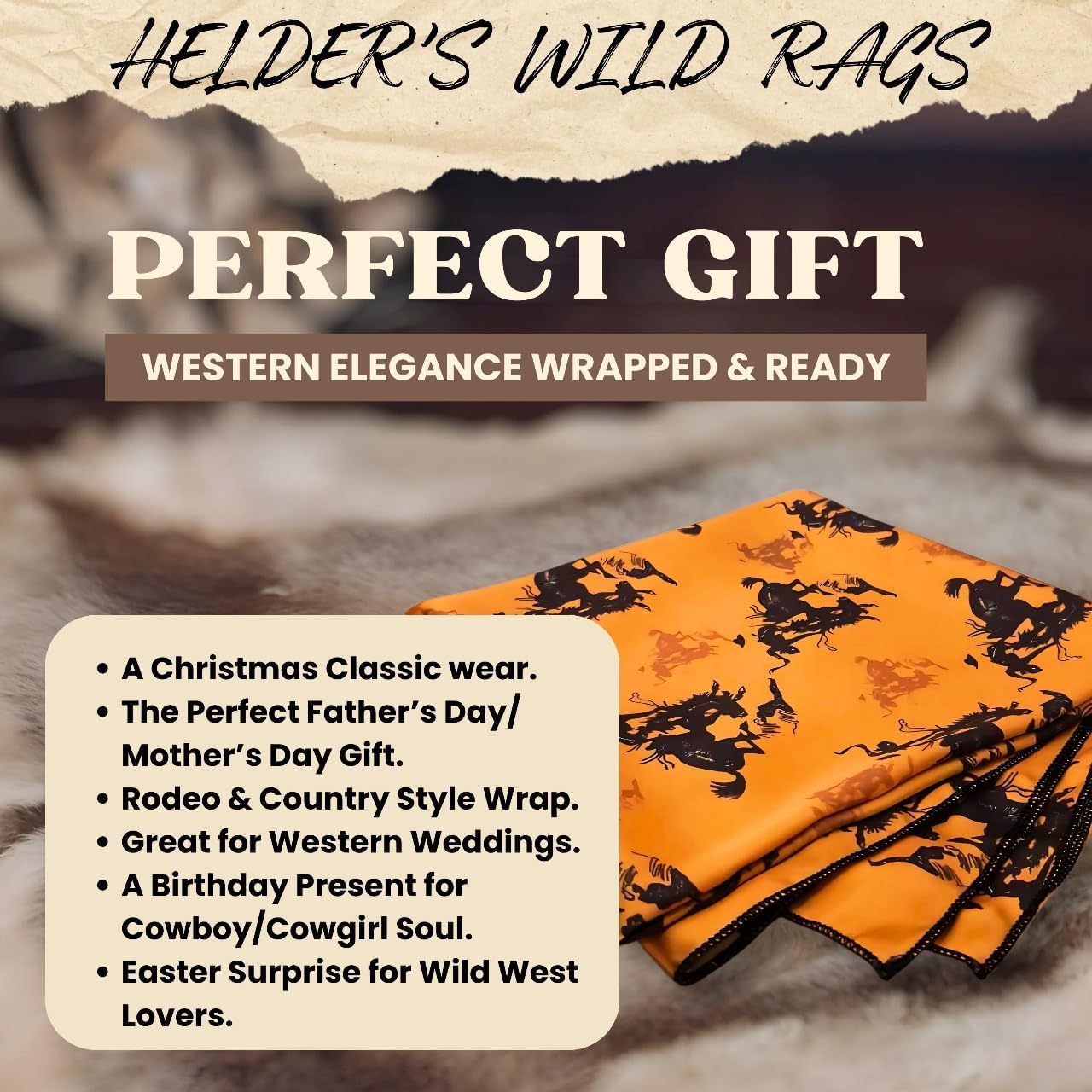 Western Cowboy Bandana Square Silky Wild Rags Bronco Pattern Tribal Scarves for Men & Women