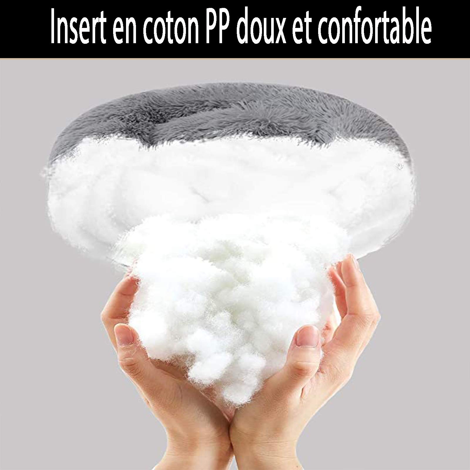 Coussin Chien Anti Stress XXXL,Lit Moelleux Rond pour Chien XL,Panier pour Chien Moyen Taille,Puppy Love Panier Chien Orthopedique,Tapis Chien XXL Grande Taille Lavable Apaisant Gris foncé