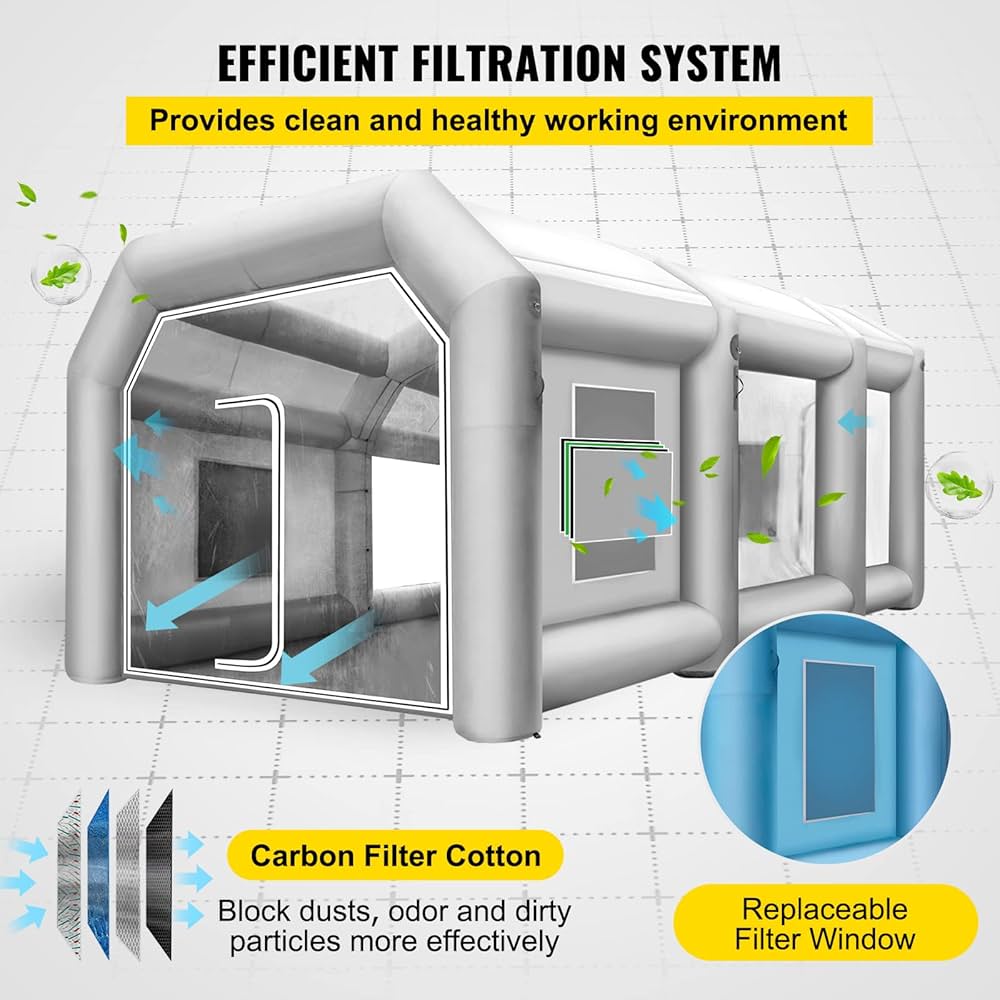 Cabine De Peinture Gonflable VEVOR 8x4.5x3m - Avec Souffleurs, Parfaite Pour Voitures