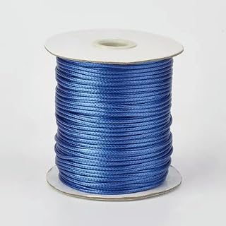 Rollo de 200 Yardas de Hilo de poliéster Encerado Coreano ecológico para Manualidades, 1,5 mm, Color Azul Real