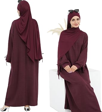 Women 1PC Abaya Dress Simple Kaftan Eid Dress for Women Muslim Casual Robe Fashion Jilbab Dubai Travel Outfits