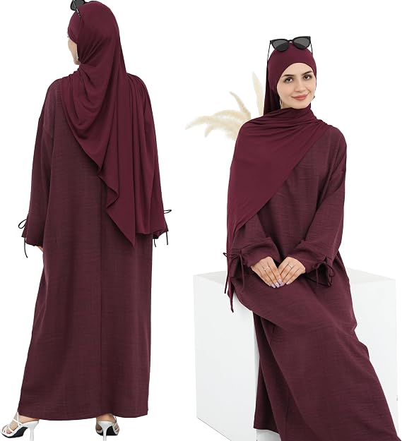 Women 1PC Abaya Dress Simple Kaftan Eid Dress for Women Muslim Casual Robe Fashion Jilbab Dubai Travel Outfits