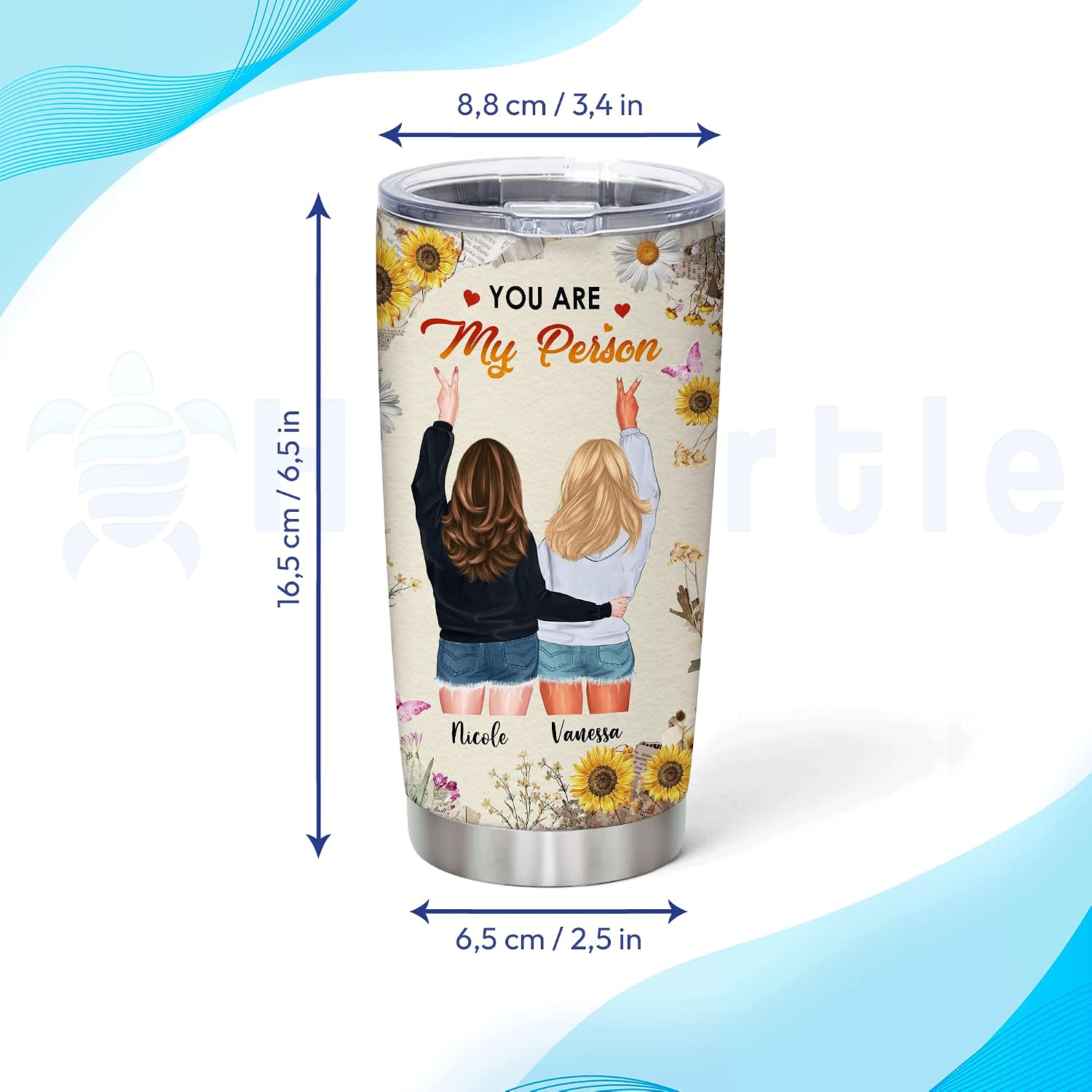 Hyturtle Personalized To My Besties Tumbler, You Are My Person 20oz Stainless Steel Tumbler Customized Best Friend, Gift For Sister, Bestie On Birthday, Thanksgiving, Christmas