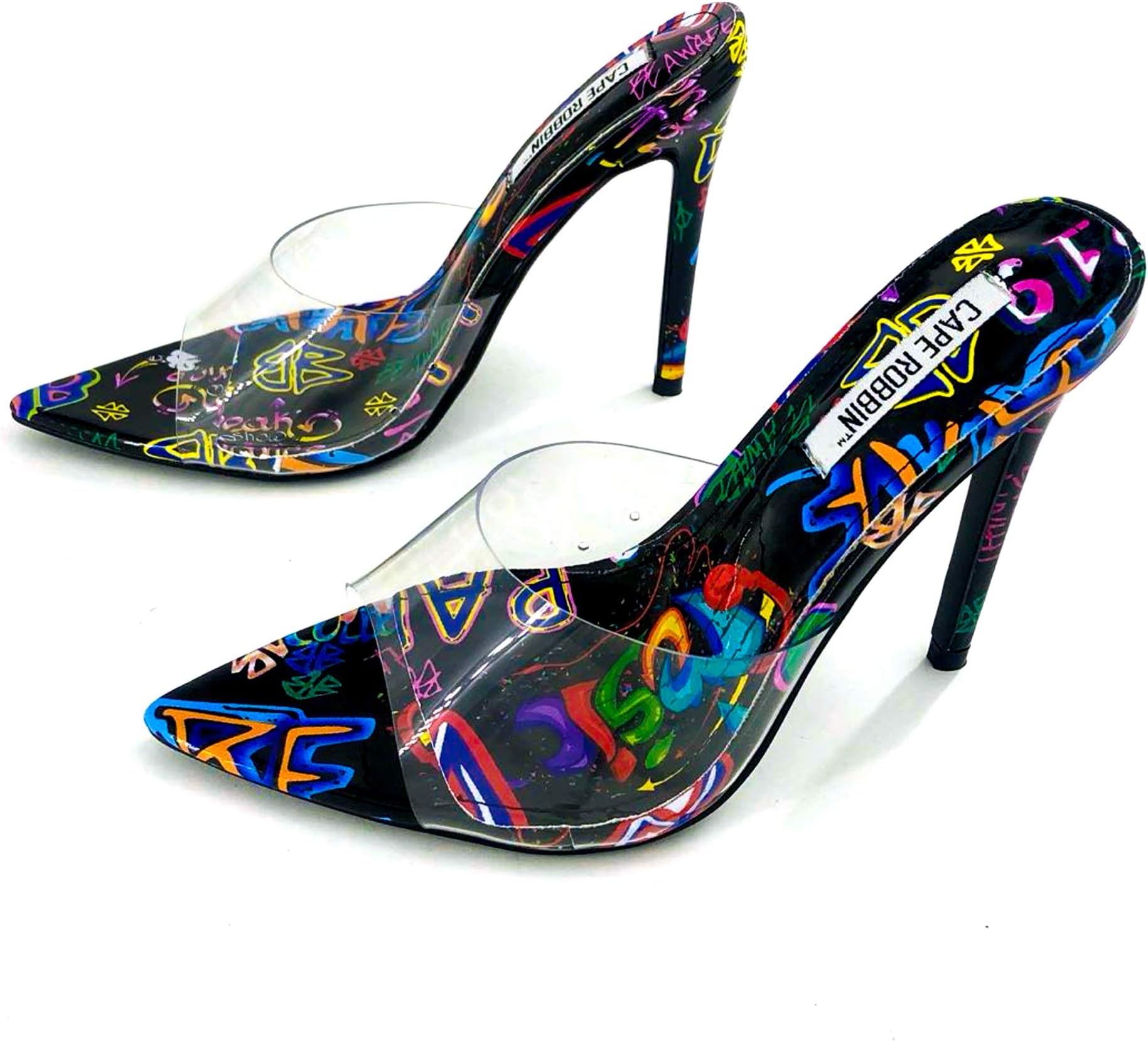 Cape Robbin Melrose Sexy Stiletto High Heels for Women, Transparent Booties for Women with Pointed Open Toe