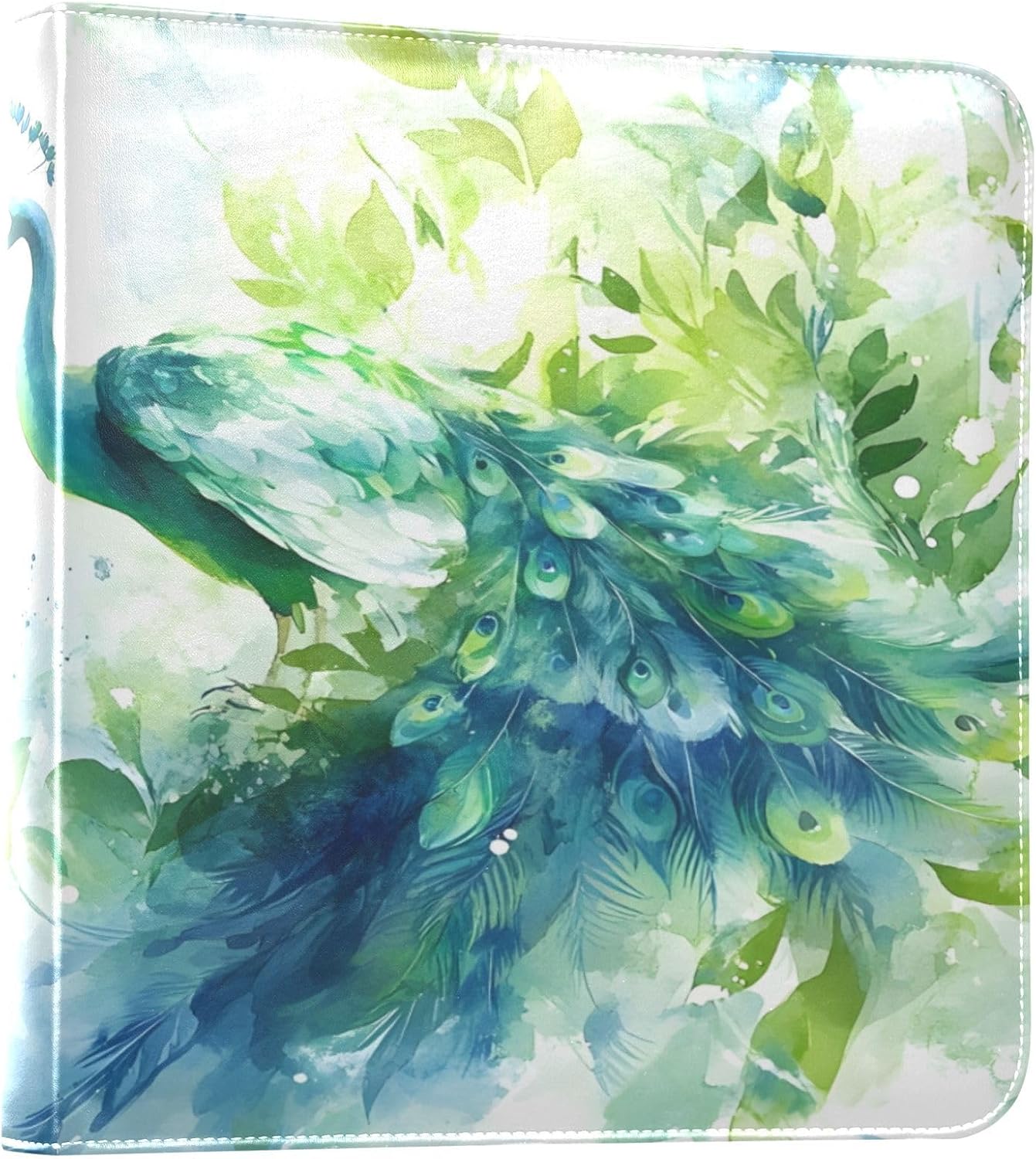 Watercolor Peacock 2 Leather Photo Album Self Adhesive Scrapbook, 20 Detachable Pages DIY Scrapbook Album for Family Postcard Journal