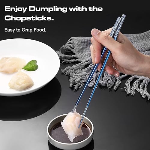 Miniatura 4 de Palillos de metal reutilizables de acero inoxidable 188 grabados con láser, palillos de titanio de alta calidad, aptos para lavavajillas, ligeros,