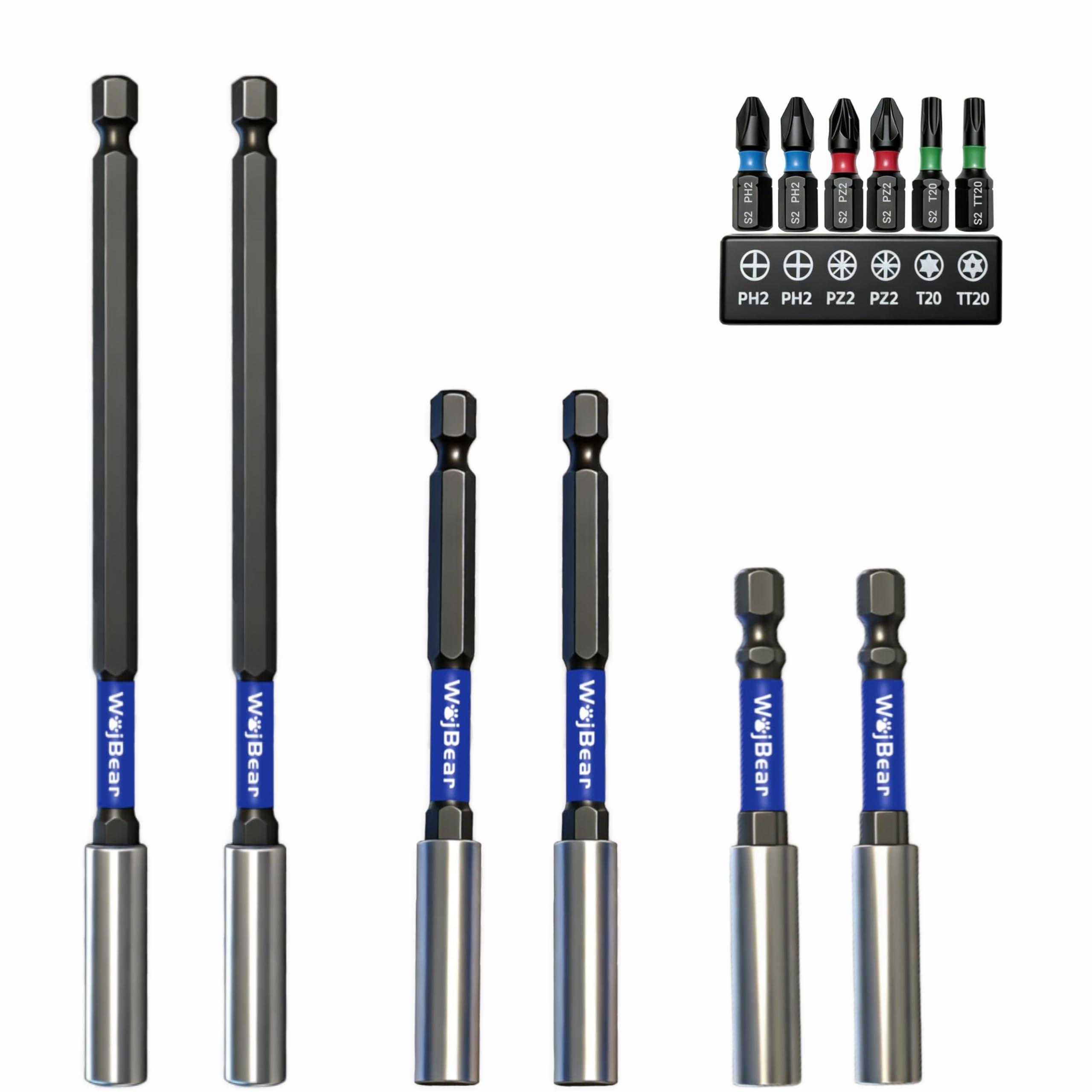 Magnetic Drill Bit Holder Set - 6 Pieces -1