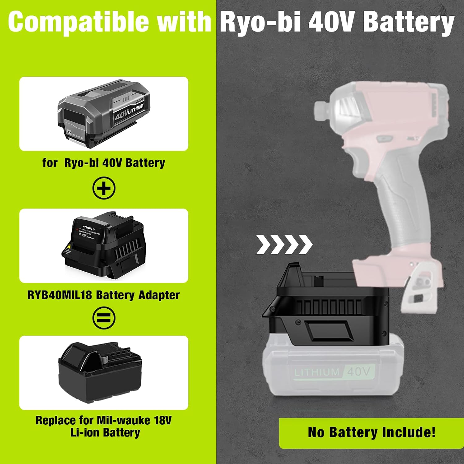 for Ryobi 40V to for Dewalt Battery Adapter,for Ryobi 40V Battery Convert to Work for Milwaukee 18V M18 Cordless Power Tool