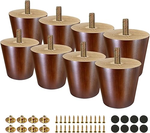 Miniatura 16 de FoDau770 Patas de Muebles de Madera de Caucho de 9 Pulgadas, Patas de Madera Rectas Cónicas de Mediados de Siglo para Sofá, Juego de 4, Patas