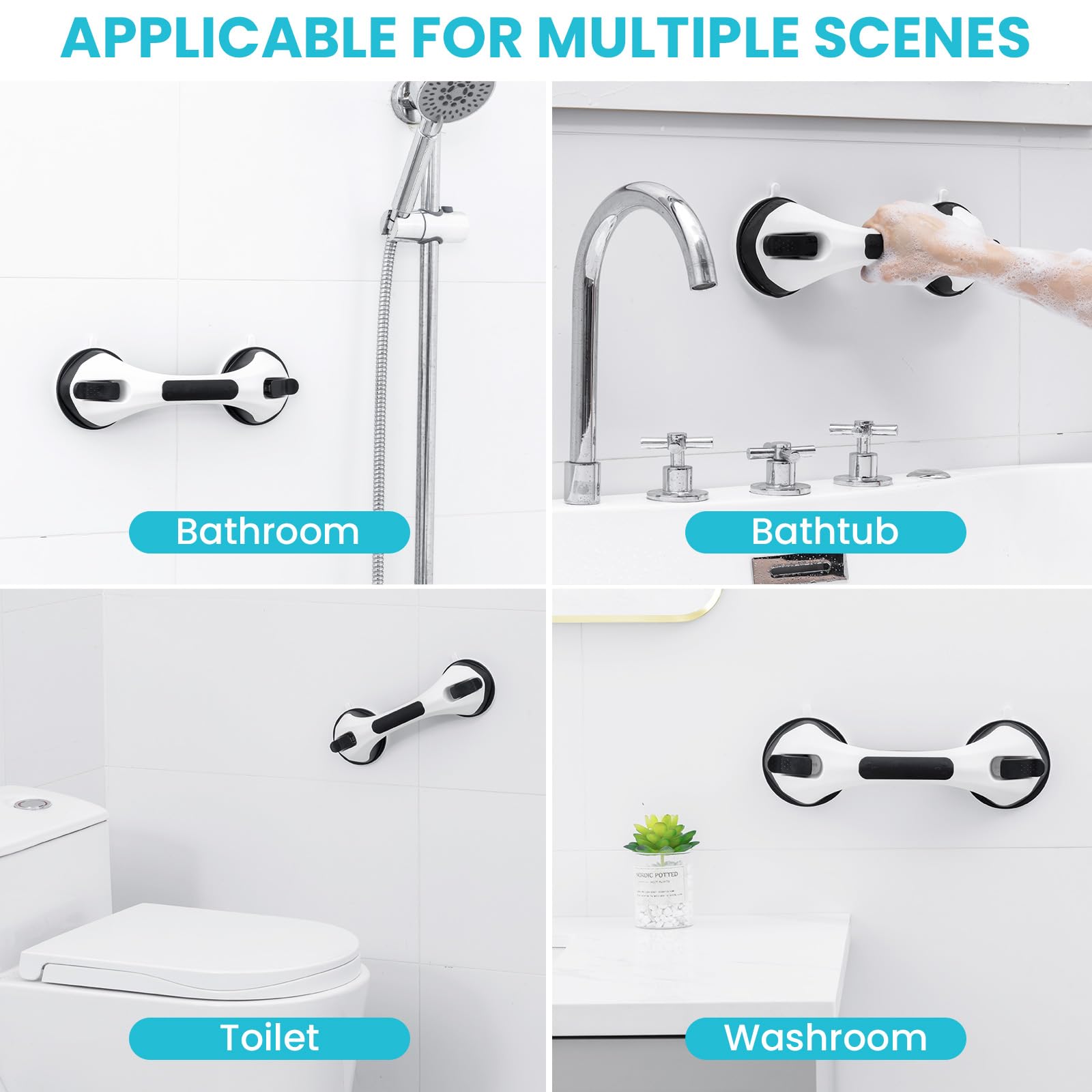 TAILI Barras de agarre para bañeras y duchas, barras de seguridad para silla de ducha, barra de agarre de baño para personas mayores, color negro