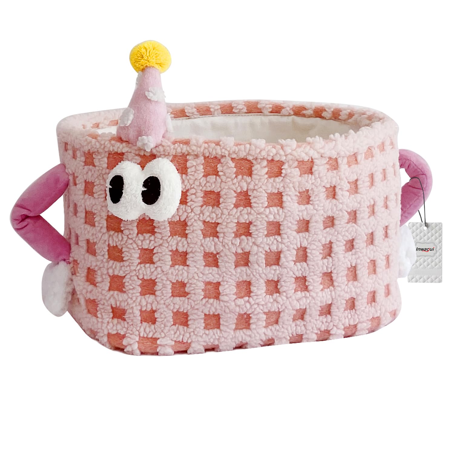 Grand panier à linge bébé en coton rose pour le rangement de la maison