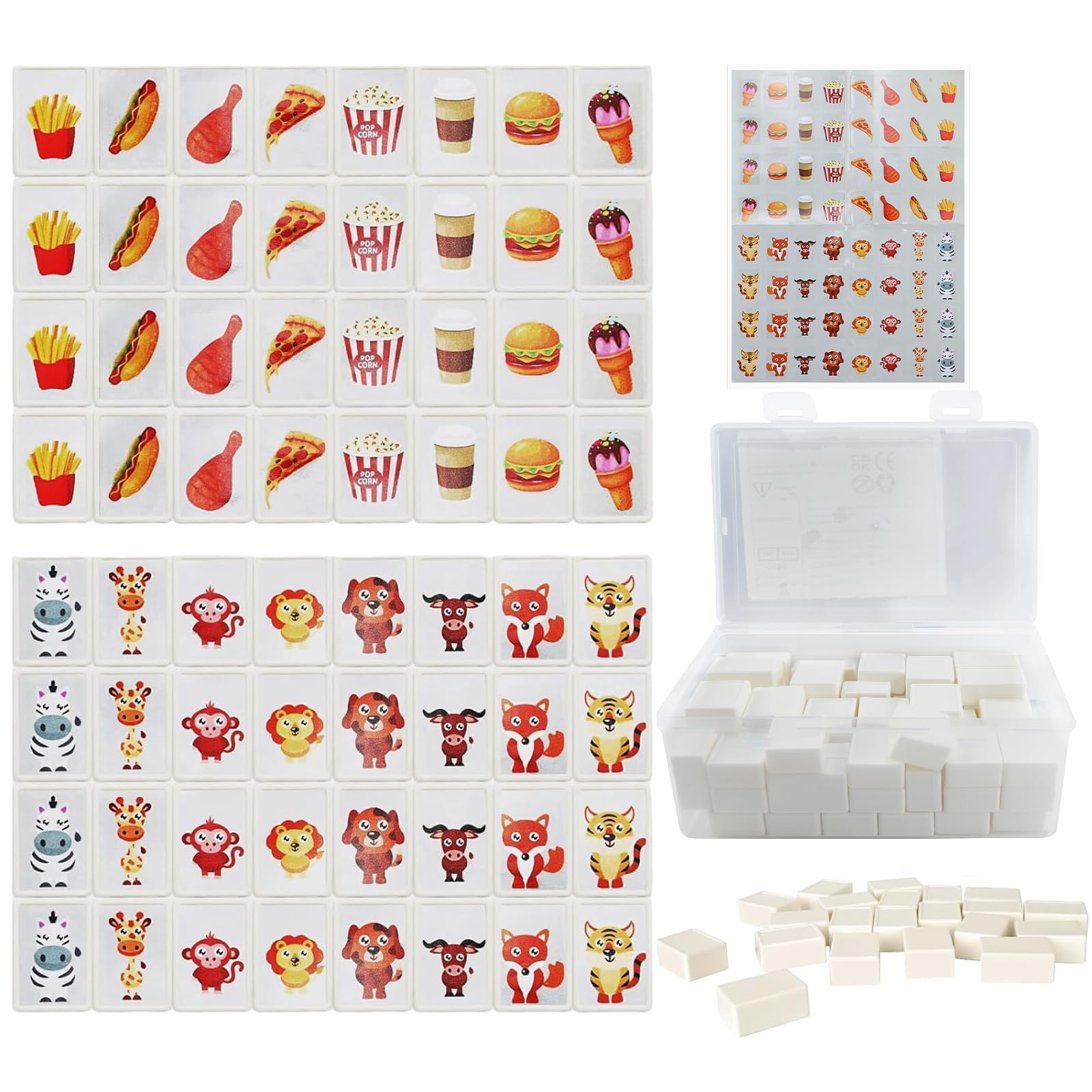65 bloków Mahjonga 30 mm (tworzywo ABS) - Seaside Escape gra planszowa dla dzieci i imprez - Zen Game z 64 uroczymi naklejkami