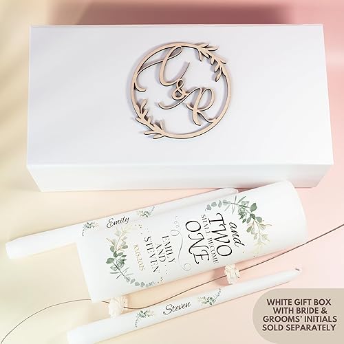 Miniatura 7 de Unity Candles for Wedding, Modern Unity Set, Custom and Personalized Pillar and Taper Candles with Quote, Unscented White Premium Wax, Religious and