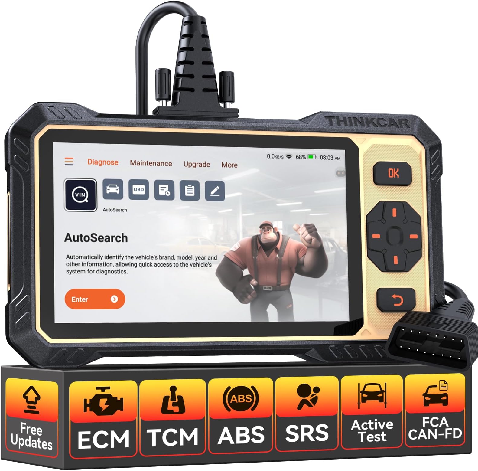 THINKCAR THINKSCAN 662 OBD2 Scanner,Car Diagnostic Tool with Bidirectional Active Test,Car Scanner Engine ABS SRS Transmission,Scanner for Car with 12 Reset,CAN FD & FCA SGW,Lifetime Free Update