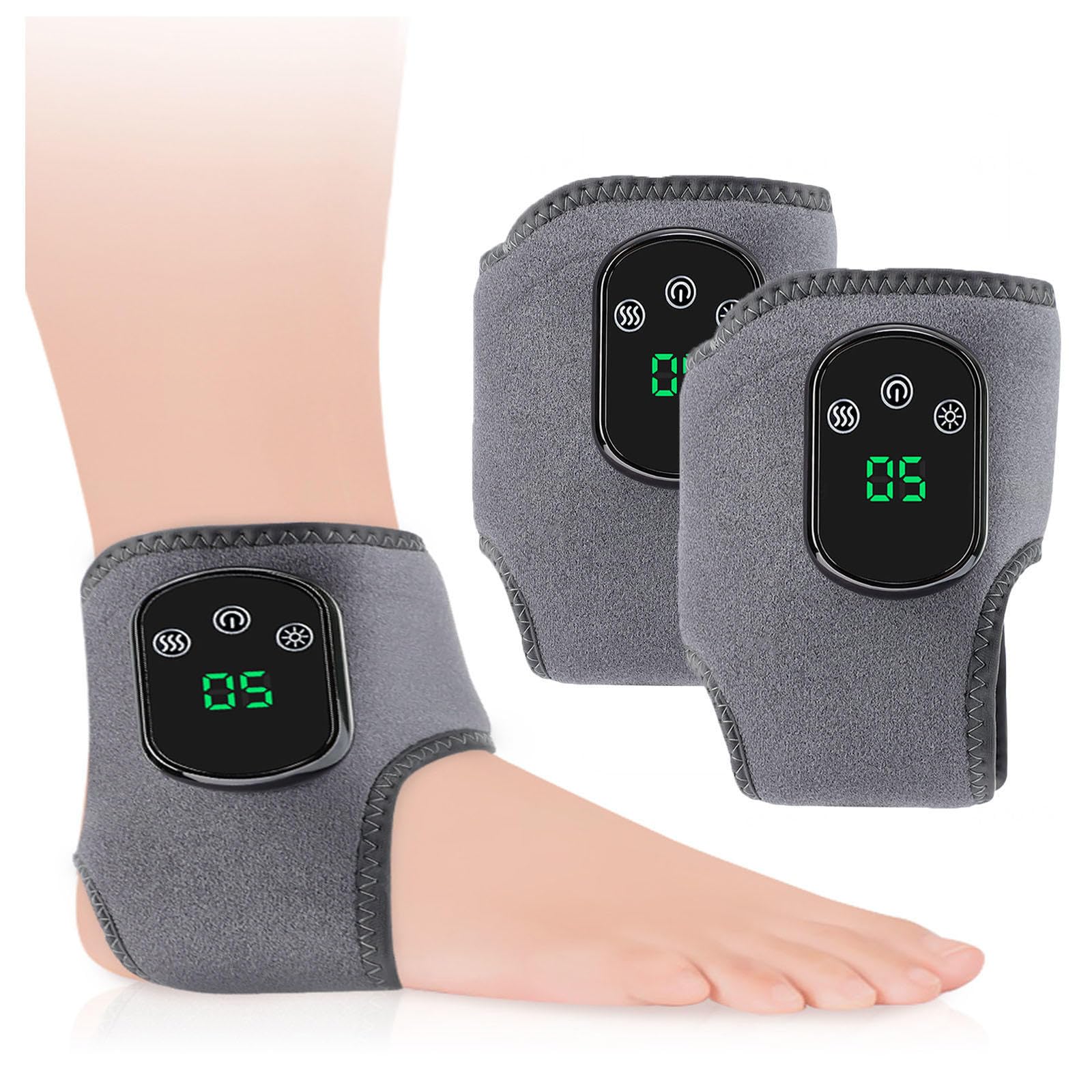 Fußmassagegerät mit 3 Vibrationsmodi und 5 Temperaturstufen USB Wiederaufladbar 3-in-1 Fuß-Erholungsgerät-Massagegerät für Knöchel, Ferse, Sohle, Fußgewölbe