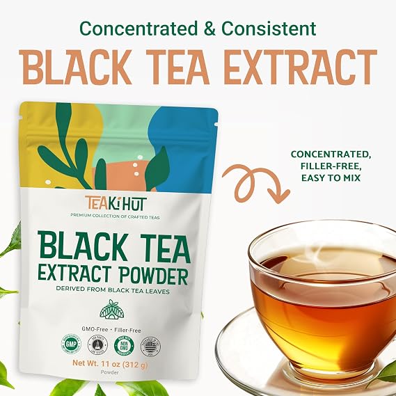 Instant Black Tea Extract Powder Made from Real Tea Leaves Refreshing Unsweetened Instant Tea Extract for Hot or Cold Drinks Easy Mix Black Tea Powder Zero Additives and Non-GMO, 312g, 624 servings.