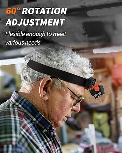 Miniatura 3 de Anylight Linterna frontal LED recargable con atenuación continua y sensor de movimiento, linterna impermeable IP65 para reparación, correr, acampar,