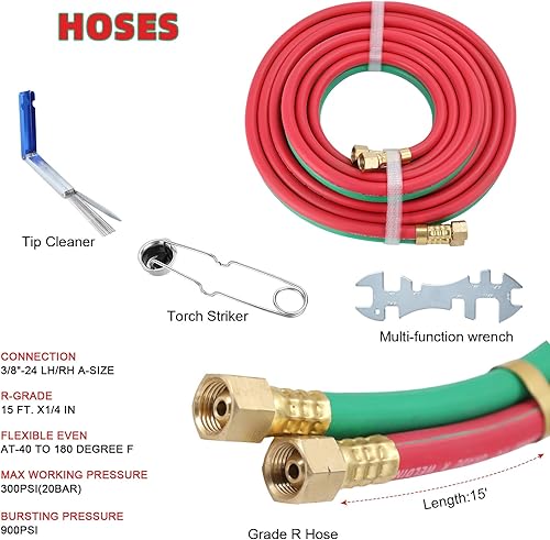 Miniatura 7 de Oxy - Kit de antorcha de acetileno con tanques, juego de soplete de corte de soldadura de soldadura portátil, reguladores de tanque de acetileno