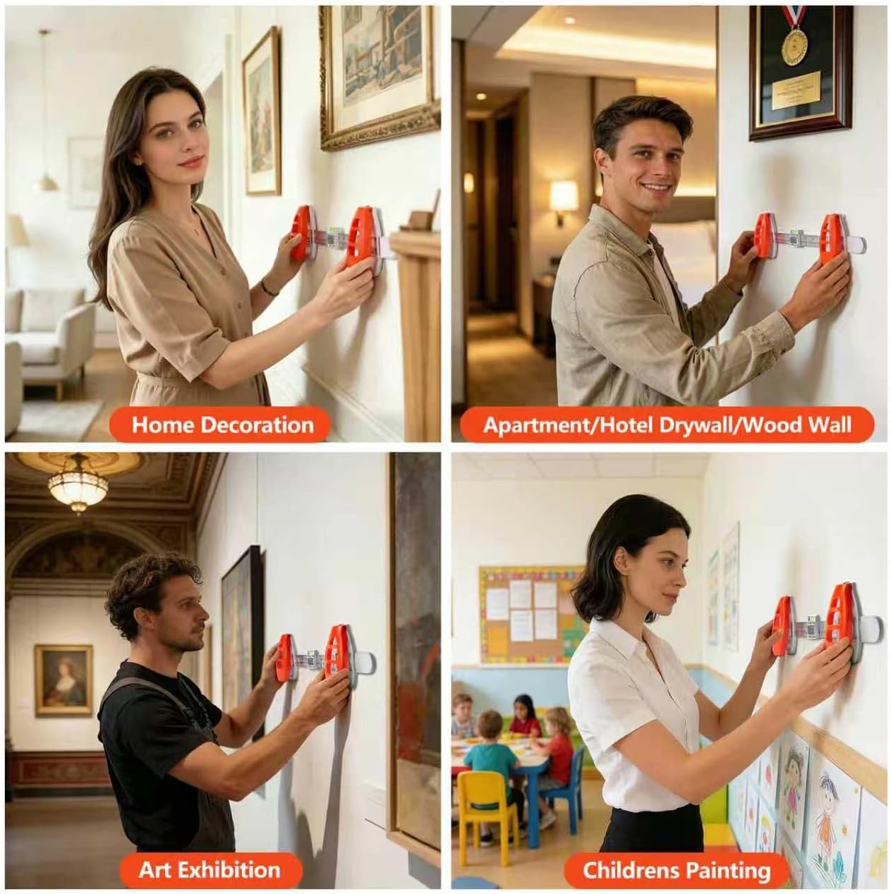Level Ruler Picture Hanging Tool 3-In-1,Hang Hero Picture Hanger Built-in Level for Home & Hotel Decor,Magnetic & Press Nails Easy Installation for Frames,Shelves,Mirrors (Including 80pcs Nails)