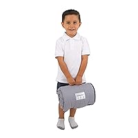 Vista 4 de Everything Kids Tapete para siesta de construcción gris, rojo, amarillo y azul con almohada y manta con almohada y manta