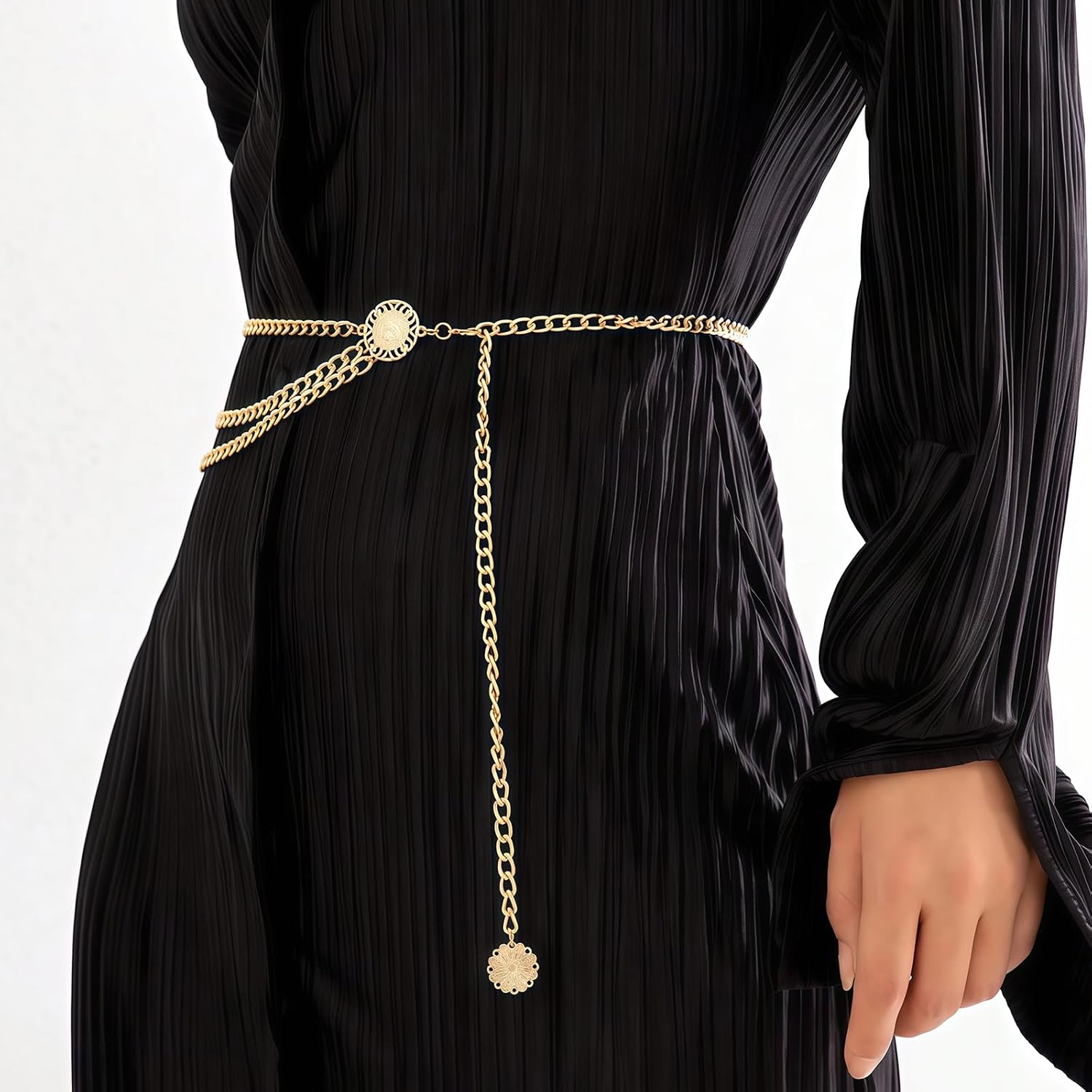 Nackiy Western Chain Belt for Women, Boho Cowgirl Belt for Dresses & Jeans