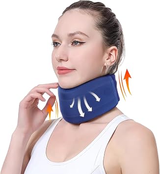 CozyHealth Neck Brace for Neck Pain and Support, Soft Neck Support Relieves Pain & Pressure in Spine for Women & Men, Wrap Align Stabilize Vertebrae Foam Cervical Collar for Sleeping GBlue, S, 3" Middle Height