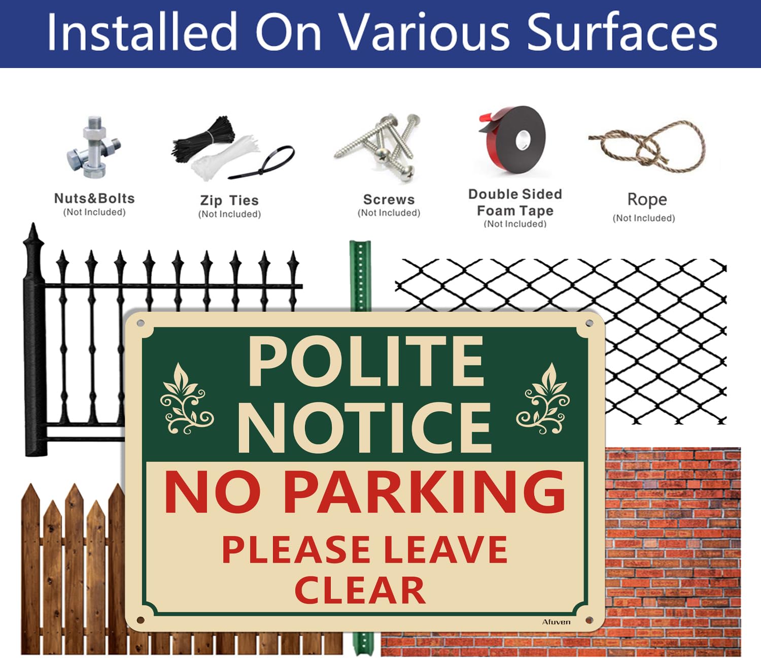Polite Notice No Parking Please Leave Clear Signs Metal Reflective 30 x 20 cm No Parking Sign in Driveway Outdoor Gate Keep Clear Sign Rust Free Aluminum Easy Mounting Use Waterproof Durable 2 Pack - Image 4