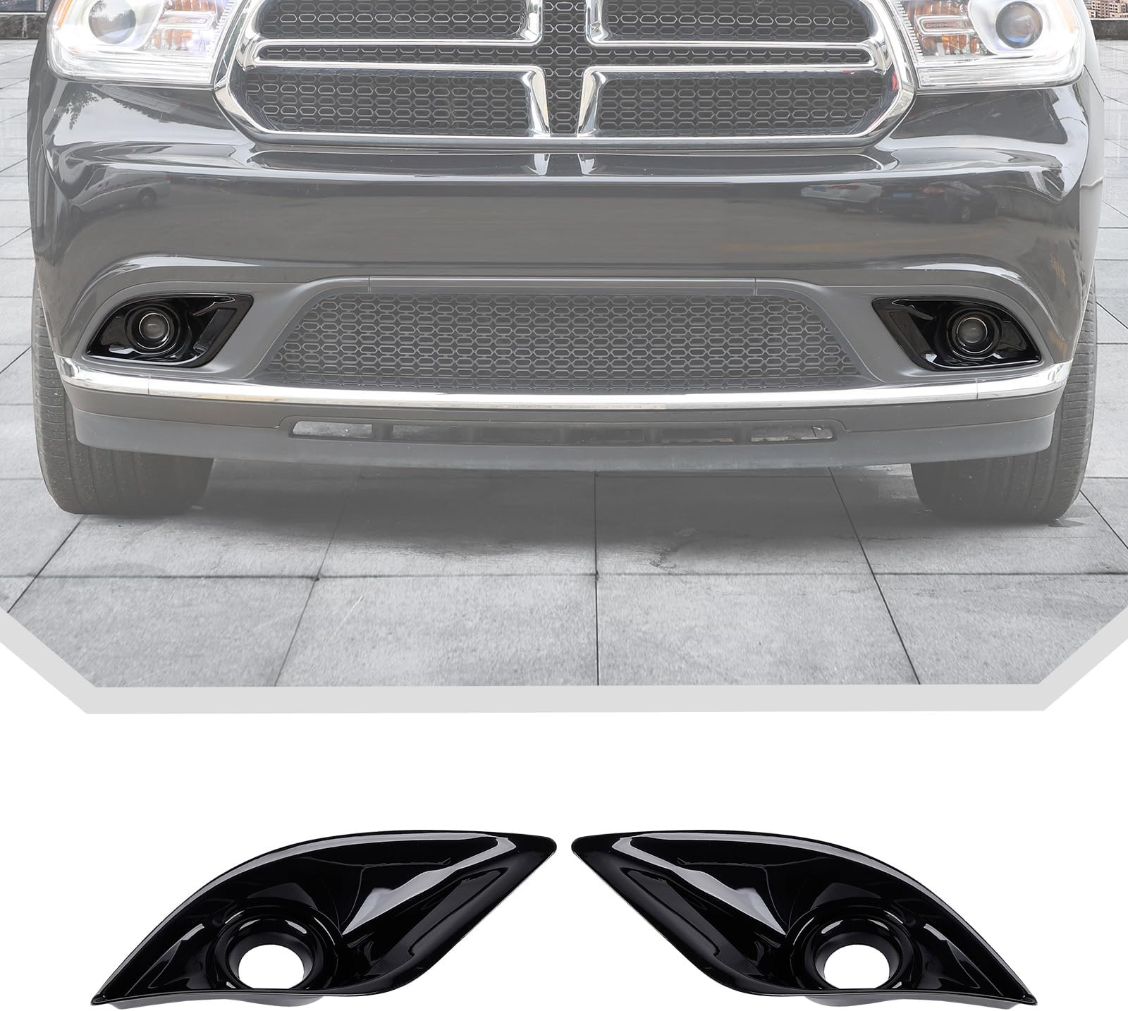Front Bumper Fog Light Cover Trims For 2013-2016 Dodge Dart - Set Of 2 With Chrome Accents