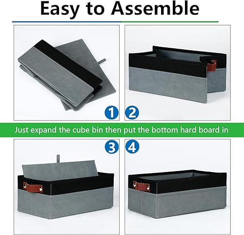 Miniatura 7 de Bidtakay Contenedores de almacenamiento pequeños para organizar contenedores plegables para estantes, paquete de 6 contenedores de armario de lados
