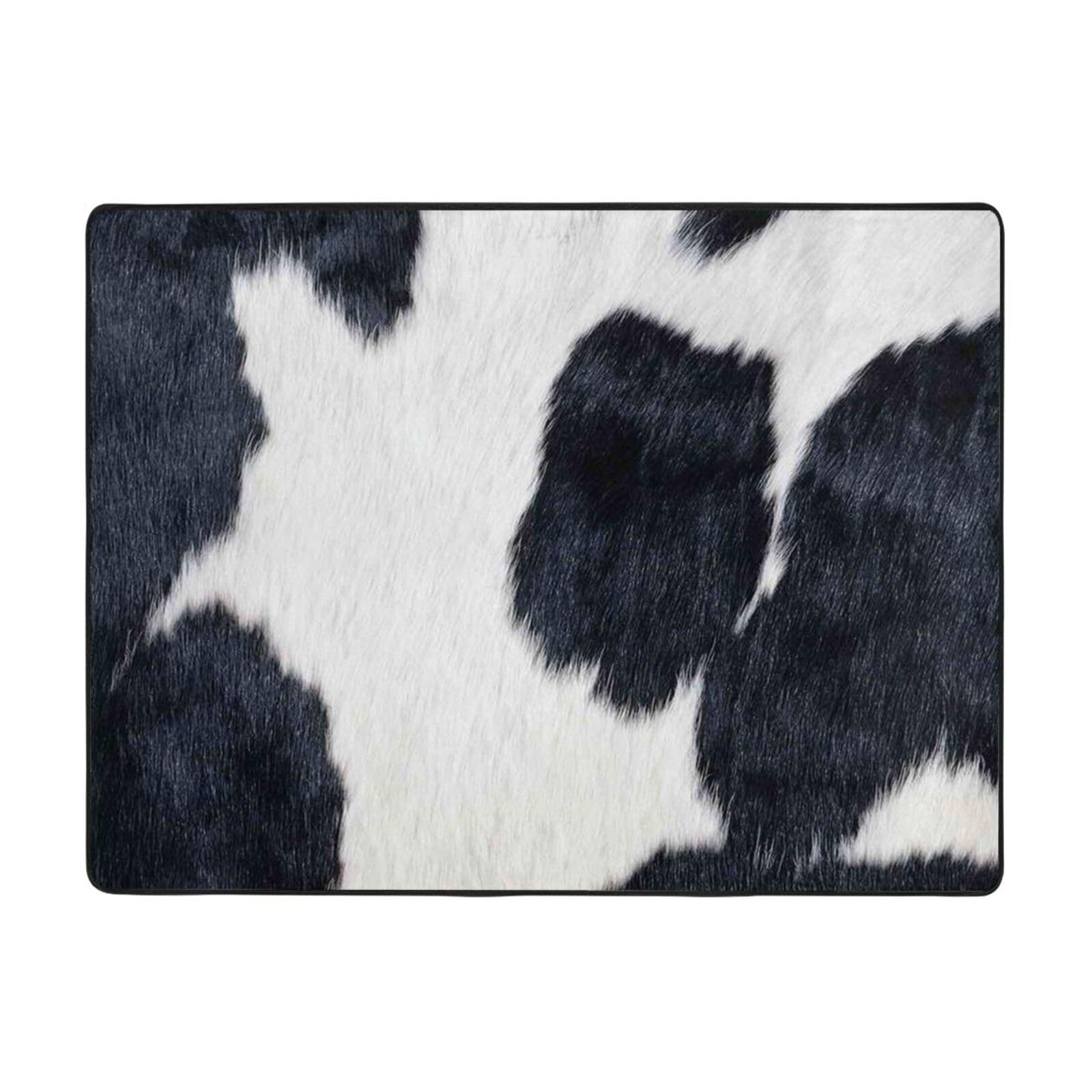 Tapis en cuir de vachette flanelle moelleux et antidérapant PEIXEN