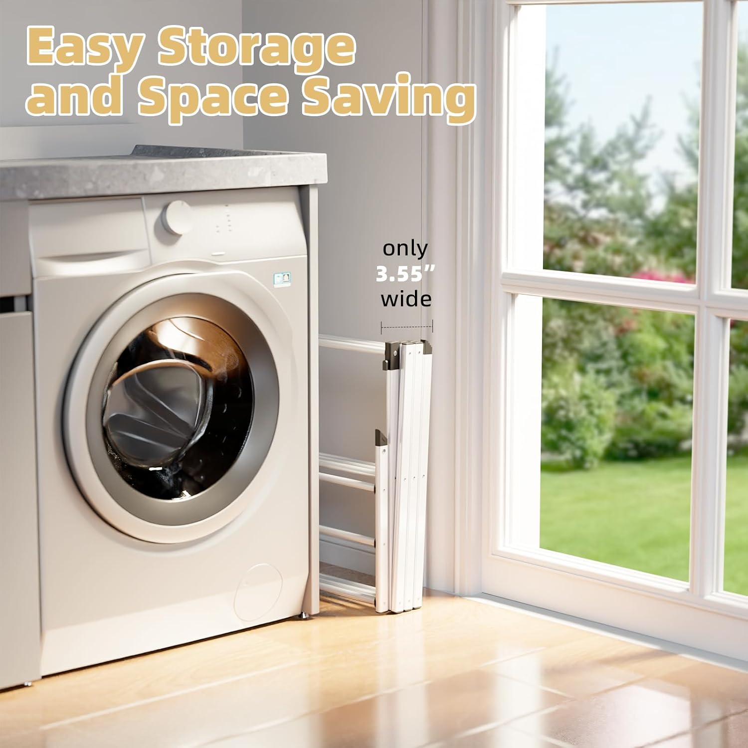 BAKON Clothes-Drying-Rack-Foldable for Small Space, Laundry-Drying Rack Collapsible for Hanging Clothes, Metal Clothing Dry Rack Suit for Indoor & Outdoor, Dorm Room, Apartments, RV, Navy Blue