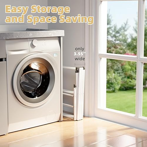 Miniatura 6 de BAKON Tendedero plegable para ropa plegable, ahorro de espacio, ampliable y portátil, para ropa, resistente metal para interiores y exteriores,