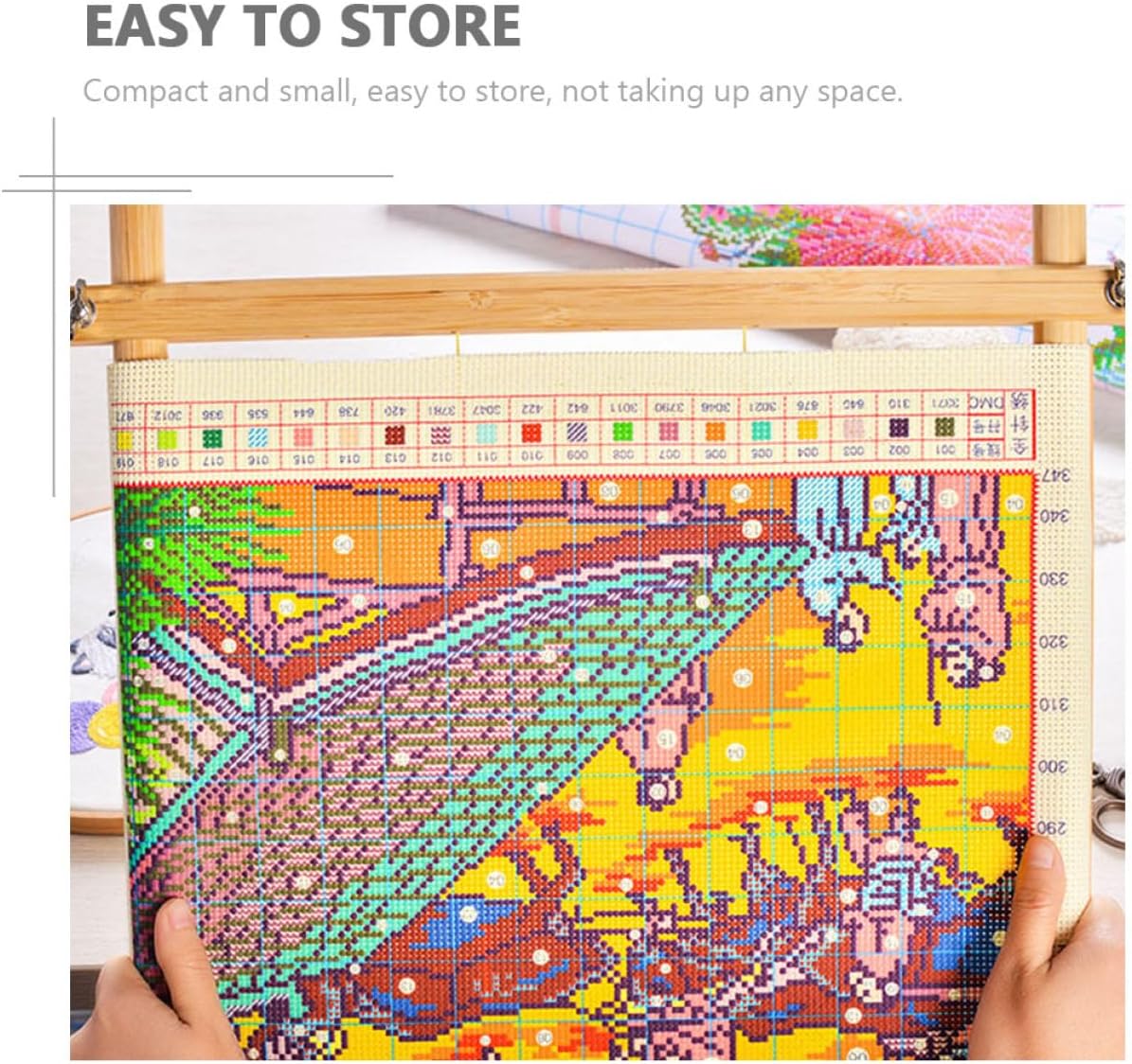 SHERCHPRY Wooden Cross Stitch Stand Compact Embroidery Tapestry Frame Install Beech Wood Embroidery Holder for Tabletop Needlework Craft