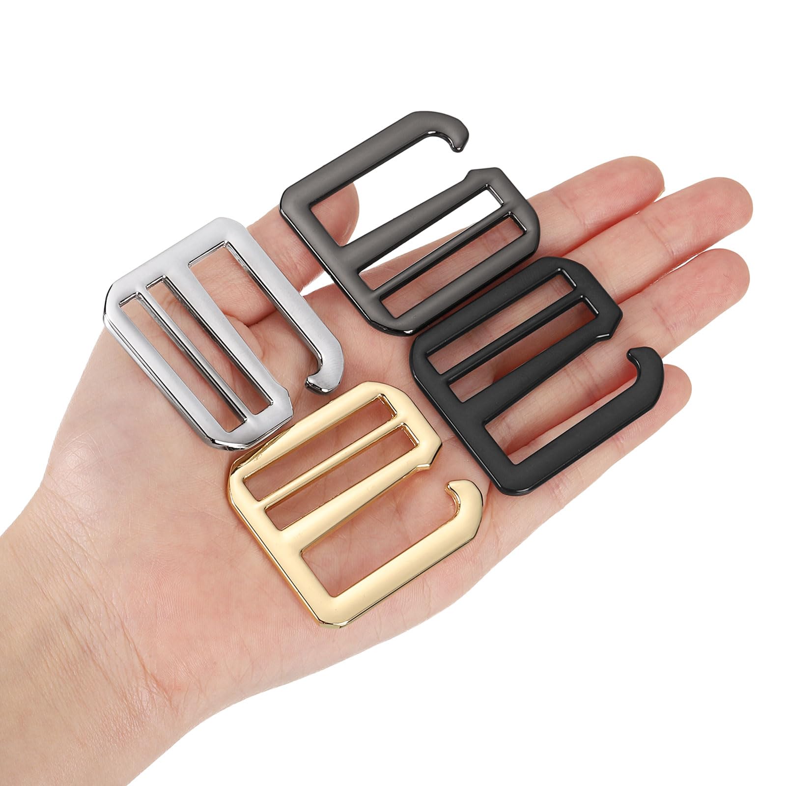 QUARKZMAN 10pz 32mm/1.26" Fibbie per Cinghie con Gancio a G in Metallo Fibbie Scorrevoli Tri-Glide Piatte Regolabili per Cinghie per Zaini, Nero Opaco