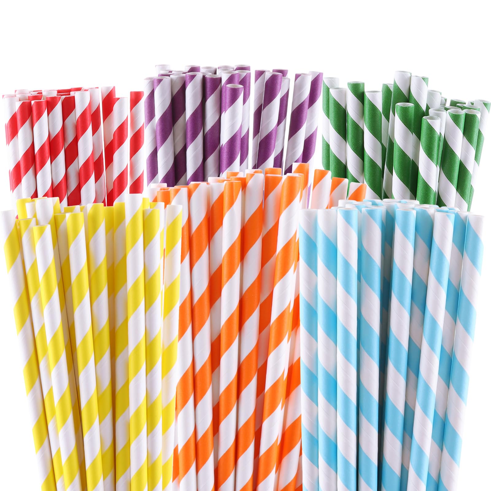 ASelected 300 Pack Paper Straws,Paper Drinking Straws 100% Biodegradable Party Straw for Birthday, Wedding, Christmas, DIY Decoration, 6 Colors Rainbow Straws