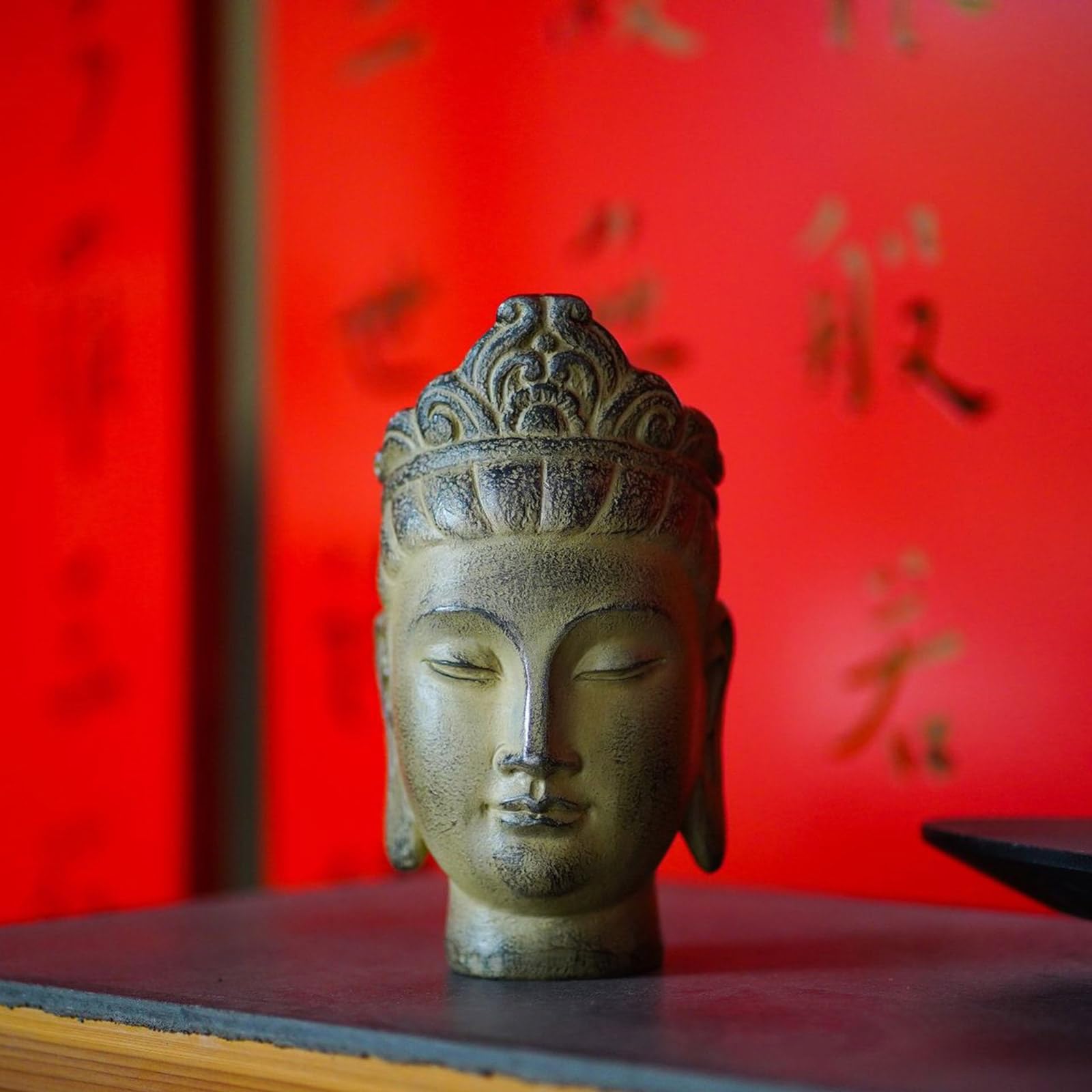 Estatua de cabeza de Buda para Meditaciones Sala Y Altares Espirituales Resinas Mejora Color Piedra Adorno Budista Figuras