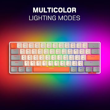 EVO Compact 61 Mechanical Gaming Keyboard - Rainbow Lighting Effect - Retro Style