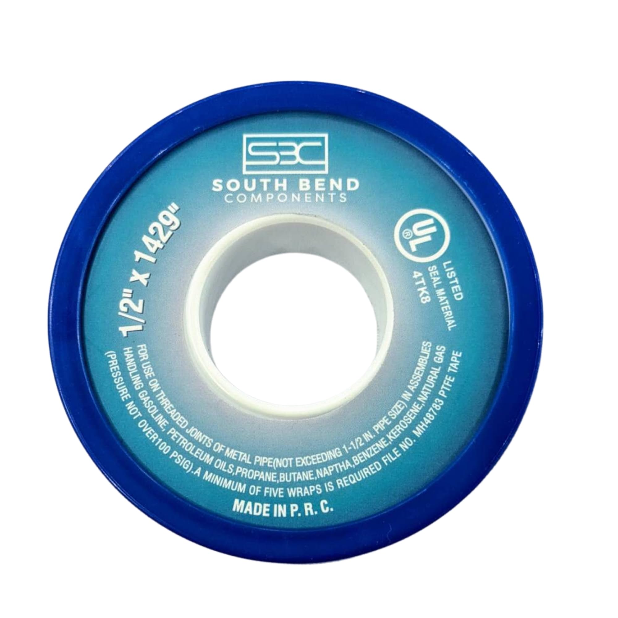 South Bend Components 1/2 Inch x 1429 Inch 70885 PTFE Thread Seal Tape – Teflon Tape for Plumbing, Gas, Water, and Air Systems | Leak-Proof, Durable