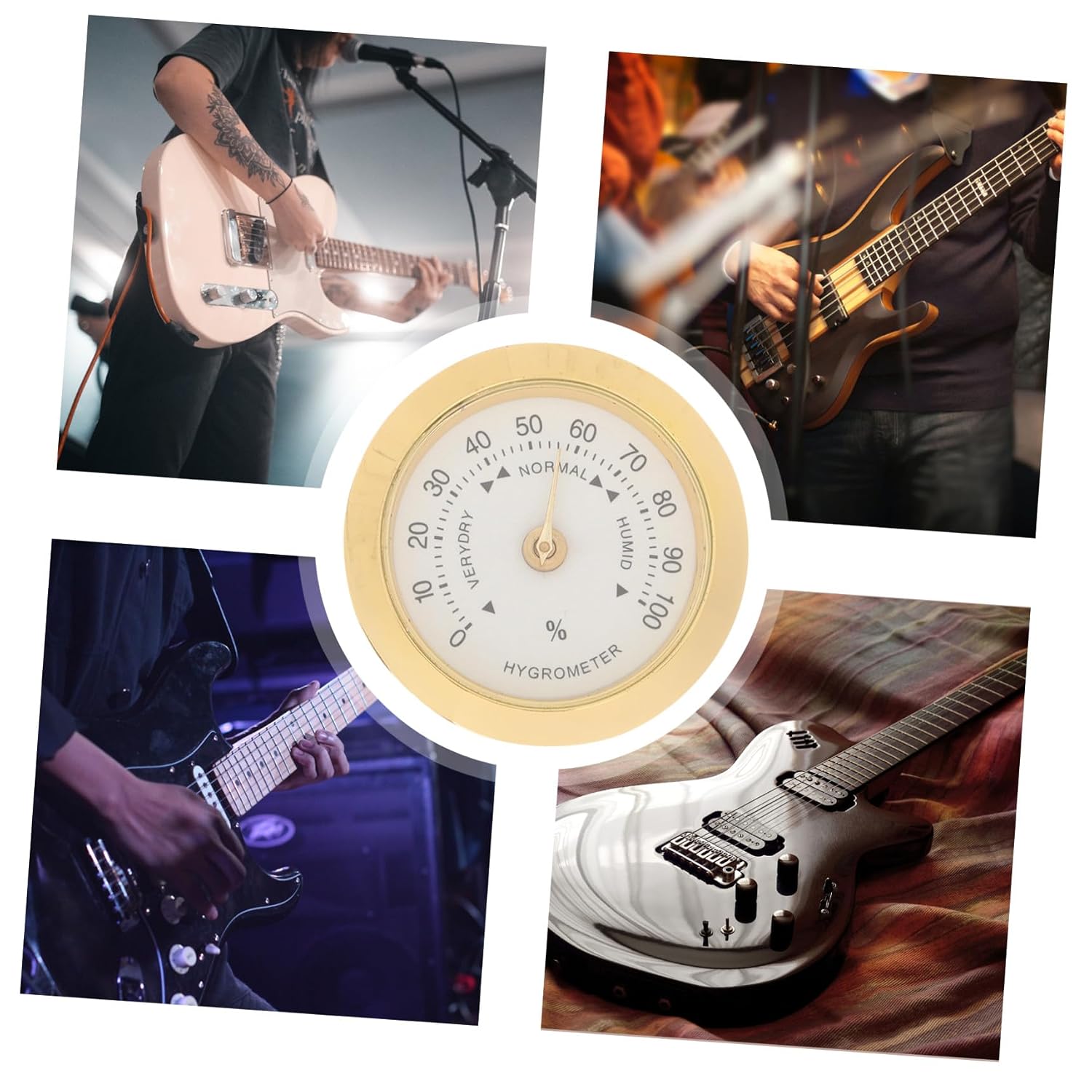 SEWACC Round Alloy Violin Hygrometer for Guitar Humidity Control Instrument Care Mini Embedded Humidity for Acoustic and String Instruments