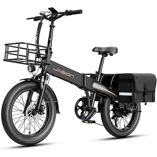 Jasion Electric Bike for Adults, 1000W Peak Motor Foldable Ebike, Aluminum 20'' Fat Tire Electric Bicycle Built-in 48V Removable Battery, EBS Commuter E Bikes up to 25 MPH & 55 Miles Max Range